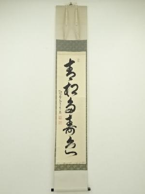 大徳寺　小堀卓巌筆　「青松多寿色」一行書　肉筆紙本掛軸（共箱）